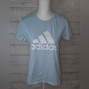Adidas Pale Blue Crewneck Tee with White Logo Size Large